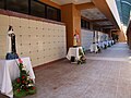 Columbarium located at an outer level of the church, lined with statues of St Thérèse