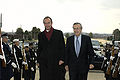 Secretary of Defense Donald Rumsfeld hosting a full honors arrival ceremony at The Pentagon for the Minister of Defense of the Netherlands Henk Kamp on March 17, 2004.