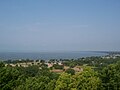 Looking west at the north end of Lake Winnebago taken from near the top of the Niagara Escarpment on an observation tower at High Cliff State Park]]