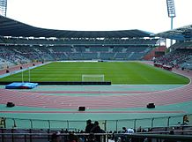 Stadium interior, photographed from the grandstand