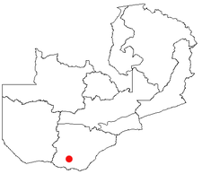 Location of Zimba in Zambia