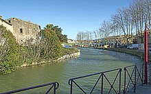 A small flat section of canal in the French countryside