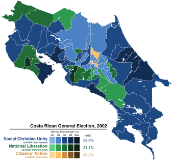 Party placed first by canton