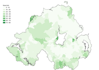 Percentage of those professing no religion identifying as Irish