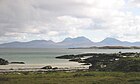 Una playa en Oronsay, viéndose Jura al fondo. Ambas islas han producido evidencias de asentamientos humanos mesolíticos.