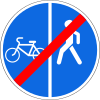 End of bicycle path and sidewalk with divided directions