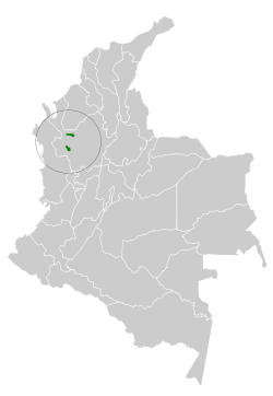 Distribución geográfica del tapaculo de Paramillo