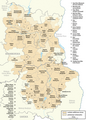 Detailed map of Sorb-inhabited area in Germany (in Lower Sorbian).