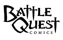 A black front logo for independent comic book publisher Battle Quest Comics