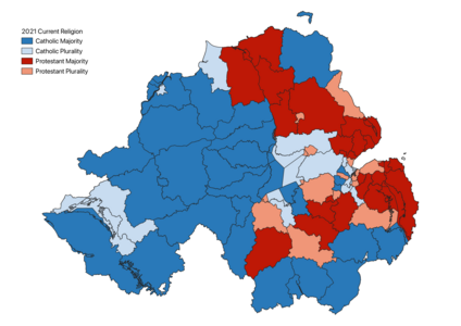 Religious plurality or majority based on "religion belong to"[71]