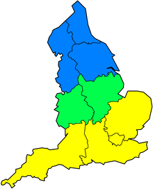 In this image, official definitions of Southern England are illustrated as yellow.