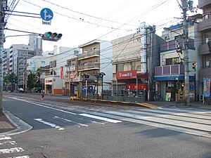 往紙屋町方向的停留場（2009年8月）