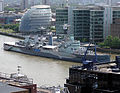 HMS Belfast and City Hall seen from the top of The Monument