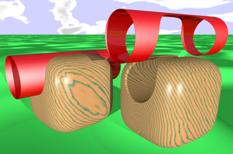 Triangulation: cylinder, surface x4 + y4 + z4 = 1, POV-Ray image