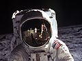 1969: Helmet visor protecting Aldrin's eyes on the moon