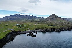 Hellnar with Snæfellsjökull in the background