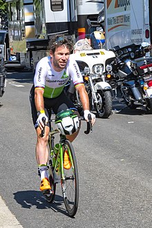 Photograph of Mark Cavendish riding his bike