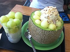 Melon bingsu from 'Chaoruem' near Gangnam station.