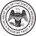 State seal in black and white.