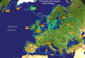 Viking settlements, trade and raid routes