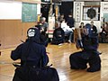 Kendoka perform sonkyo before combat.