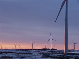 Sunrise at the Fenton Wind Farm in Minnesota, US