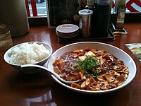 Mapo doufu at a restaurant in Kobe, Japan