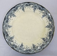 Laburnham pattern transfer-printed plate, typical of the middle-market bone china tableware made at Burslem