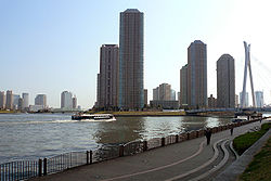 Skyline of Chūō Ward by Sumida River