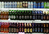 Varieties of Baltika beer on a store shelf