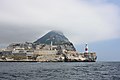 View of Europa Point and the Rock of Gibraltar from the Strait of Gibraltar. Levante Cloud overhead.