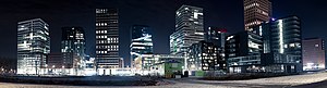 Amsterdam business district at night