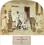 Another ethnographic print from 1868 showing a group of Ahirs, a Yadav subcaste near Delhi.