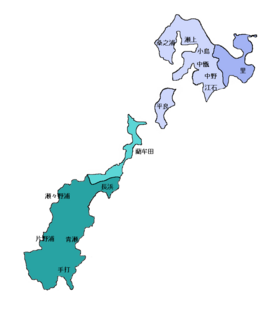 Mapa de las islas Koshikijima (rótulos en japonés)