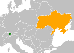 Map indicating locations of Liechtenstein and Ukraine