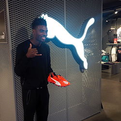 Nathan Oduwa at the London Puma store signing, August 2015