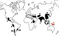 Image 9Centres of origin identified by Nikolai Vavilov in the 1930s. Area 3 (grey) is no longer recognised as a centre of origin, and Papua New Guinea (red, 'P') was identified more recently. (from History of agriculture)