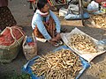 Roots of the winged bean at a market in Mandalay, Burma