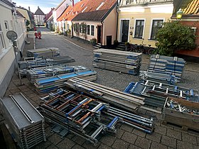 A scaffolding ready to be assembled.