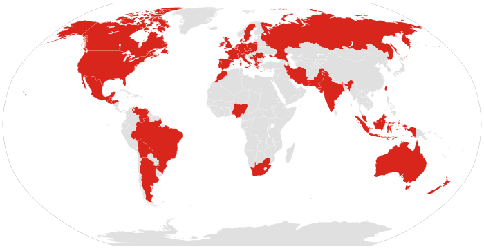 Mapa de secciones del CMI en el mundo.