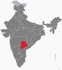 Location of Telangana in India