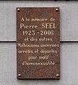 Memorial plate on a façade of the Mulhouse City Theatre