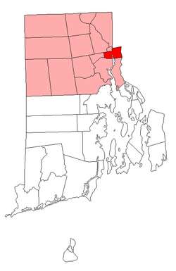 Location of Pawtucket in Providence County, Rhode Island