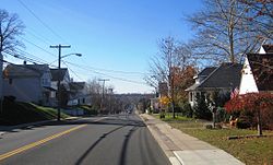 Washington Road (CR 535) in Sayreville descending into the South River valley