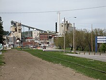 A large paper mill.