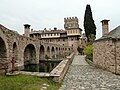 Interior and Roman aqueduct of Stavronikita Monastery