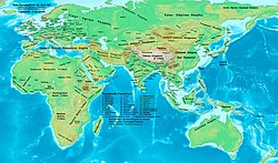 The ancient Sui Dynasty of China amongst the Asian, African, and European spheres of the world, 600 AD.