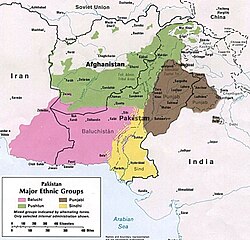 Map of Pakistan's major ethnic groups in 1980