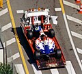 Taki Inoue's FA16 is towed back to the Monaco pits after its bizarre contretemps with the course car.