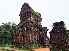 The B5 structure, a stone storehouse with distinctive boat-shaped roofs exemplifying Champa architecture in Mỹ Sơn, southern Vietnam. (c. 10th century)[191][192]